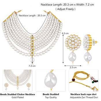 gold-plated stone studded & beaded jewellery set 3