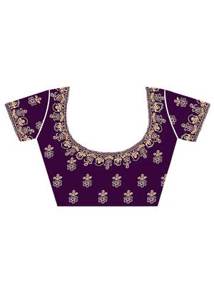 purple bandhani printed embroidered zari saree 5