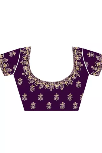purple bandhani printed embroidered zari saree