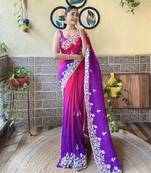 purple ethnic motifs sequinned saree