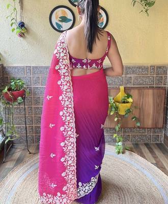 purple ethnic motifs sequinned saree 2