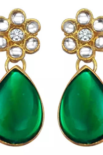 white & green gold-plated beaded layered jewellery set