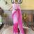 pink faux georgette with crush pattern sequinned saree