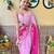 pink faux georgette with crush pattern sequinned saree
