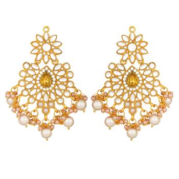 gold & white gold plated kundan pearls jewellery set 4