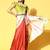 red tie and dye satin saree with embellished border
