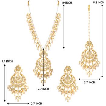 white gold-plated kundan & pearl jewellery set 3