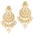 white gold-plated kundan & pearl jewellery set