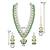 green kundan studded long necklace earrings and maangtikka set ethnic jewellery for women