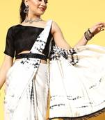 white tie and dye satin saree
