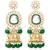 green kundan studded long necklace earrings and maangtikka set ethnic jewellery for women