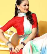multicolor tie and dye satin saree