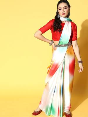 multicolor tie and dye satin saree 2
