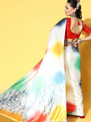 multicolor tie and dye satin saree 3