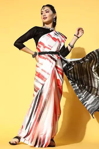 multicolor tie and dye satin saree