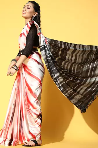 multicolor tie and dye satin saree