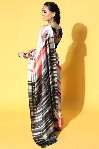 multicolor tie and dye satin saree