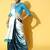 cream tie and dye satin saree