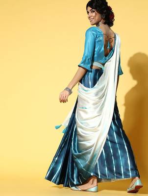 cream tie and dye satin saree 4