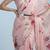 pink floral sequinned satin designer saree