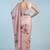 pink floral sequinned satin designer saree