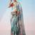 multicolor floral sequinned satin saree