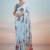 blue floral sequinned satin saree