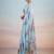 blue floral sequinned satin saree