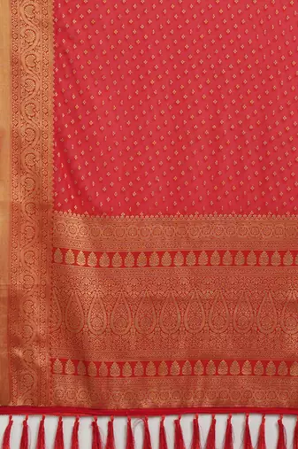 red ethnic motif zari woven kanjeevaram saree