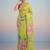 light_lime floral mirror work satin designer saree