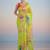 light_lime floral mirror work satin designer saree