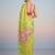 light_lime floral mirror work satin designer saree