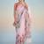 pink floral mirror work satin saree