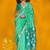 turquoise woven design zari silk blend jamdani saree