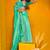 turquoise woven design zari silk blend jamdani saree