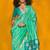turquoise woven design zari silk blend jamdani saree