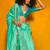 turquoise woven design zari silk blend jamdani saree