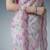 white floral mirror work satin designer saree