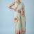 off_white floral mirror work satin designer saree