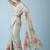off_white floral mirror work satin designer saree