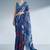 blue beads and stones satin designer saree