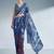 blue beads and stones satin designer saree