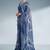 blue beads and stones satin designer saree