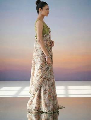 multicolor woven design sequinned satin designer saree 5