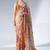 orange floral mirror work satin saree