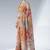 orange floral mirror work satin saree