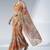 orange floral mirror work satin saree