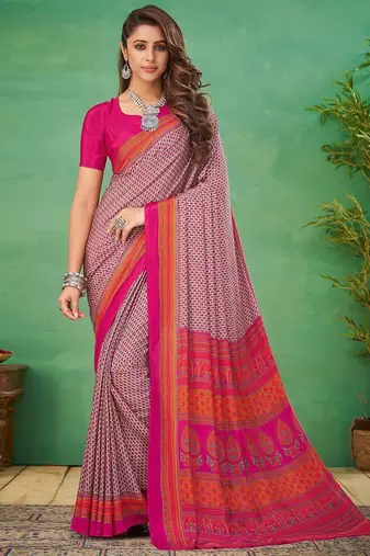 grey ethnic motifs printed pure crepe bagru saree