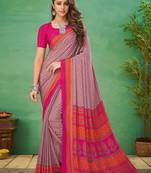grey ethnic motifs printed pure crepe bagru saree