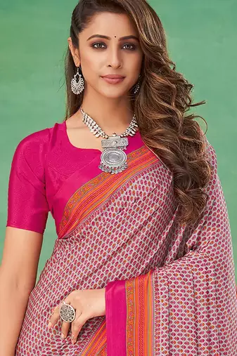 grey ethnic motifs printed pure crepe bagru saree